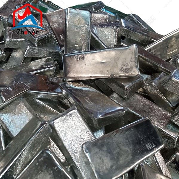 Various types of  99.994% pure metal tin ingots